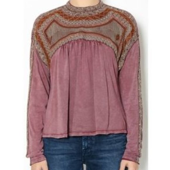 Free People Embroidered Long Sleeve Blouse Small - Picture 1 of 9